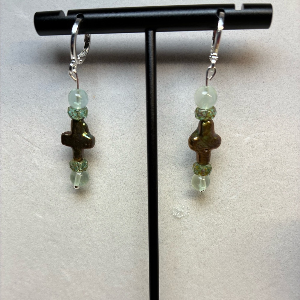 Elegant Pearl cross Beaded Earrings